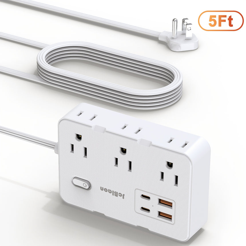 10-in-1 Multi-Function Flat Plug Surge Protector Power Strip view 1