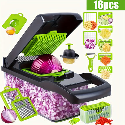 16-in-1 Multifunctional Manual Vegetable Chopper Food Slicer Set