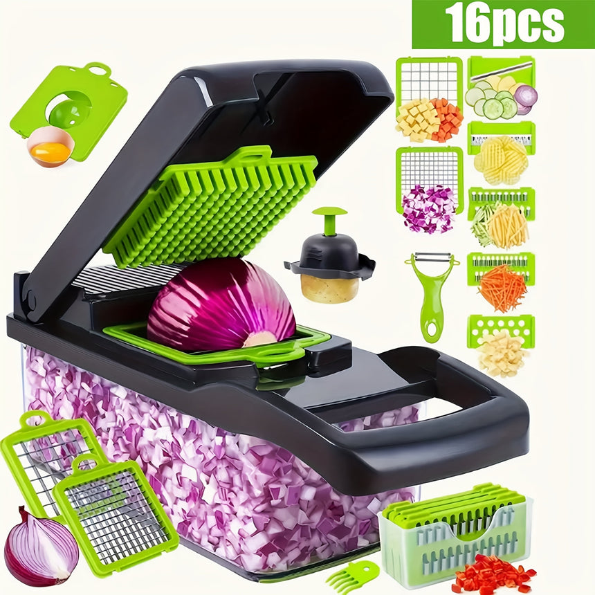 16-in-1 Multifunctional Manual Vegetable Chopper Food Slicer Set