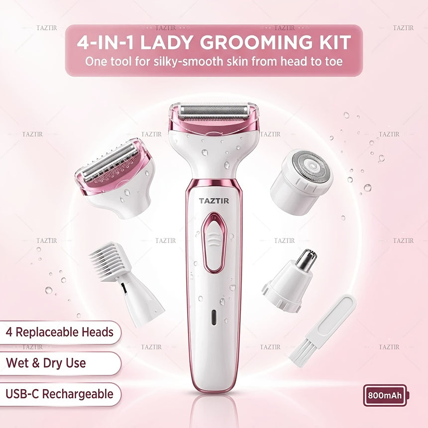4-in-1 Electric Razor for Women Pink view 2