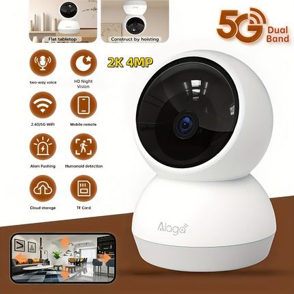 2K 4MP 360 Panoramic WiFi Security Camera White view 2