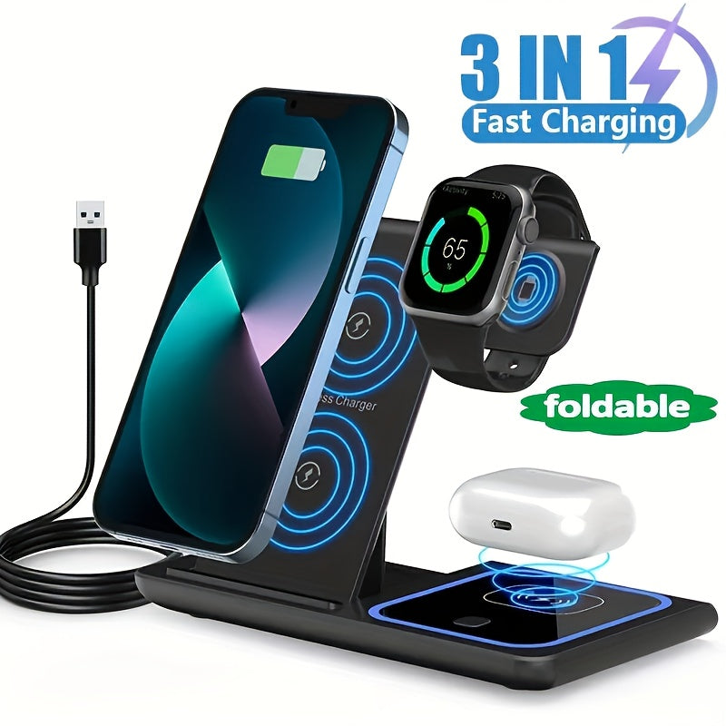 3-in-1 Wireless Charger Stand Black