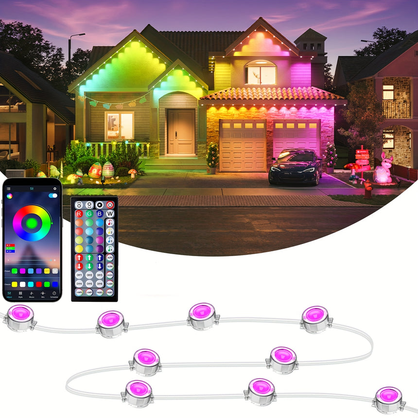 100FT RGB Eaves Lights Permanent Outdoor Holiday Decoration view 1