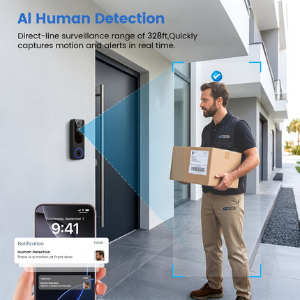 1655P Wireless Doorbell Security Camera view 3