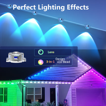 50FT RGB Permanent Outdoor Eaves Lights view 7