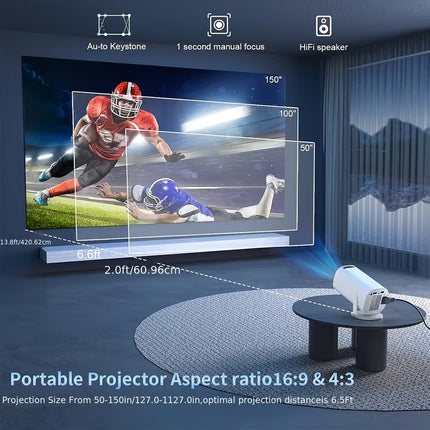Mini Projector with WiFi 6 and BT 5.2