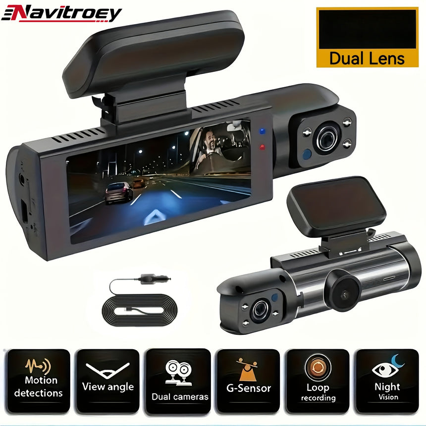 NAVITROEY Dual Camera Dash Cam 1080P Front 720P Inside IR Night Vision view 1