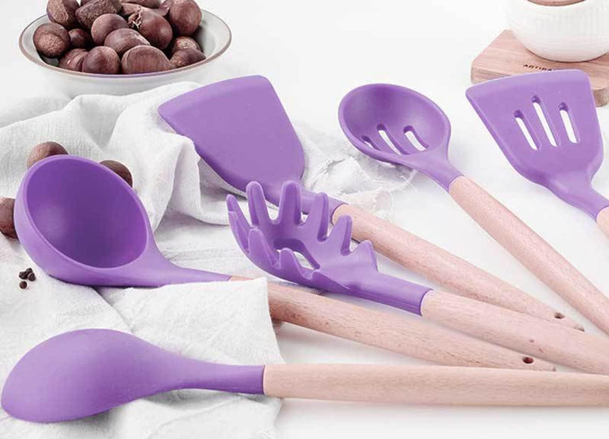 Kitchen Silicone Cookware Set 12 Piece Non-Stick Heat Resistant BPA-Free