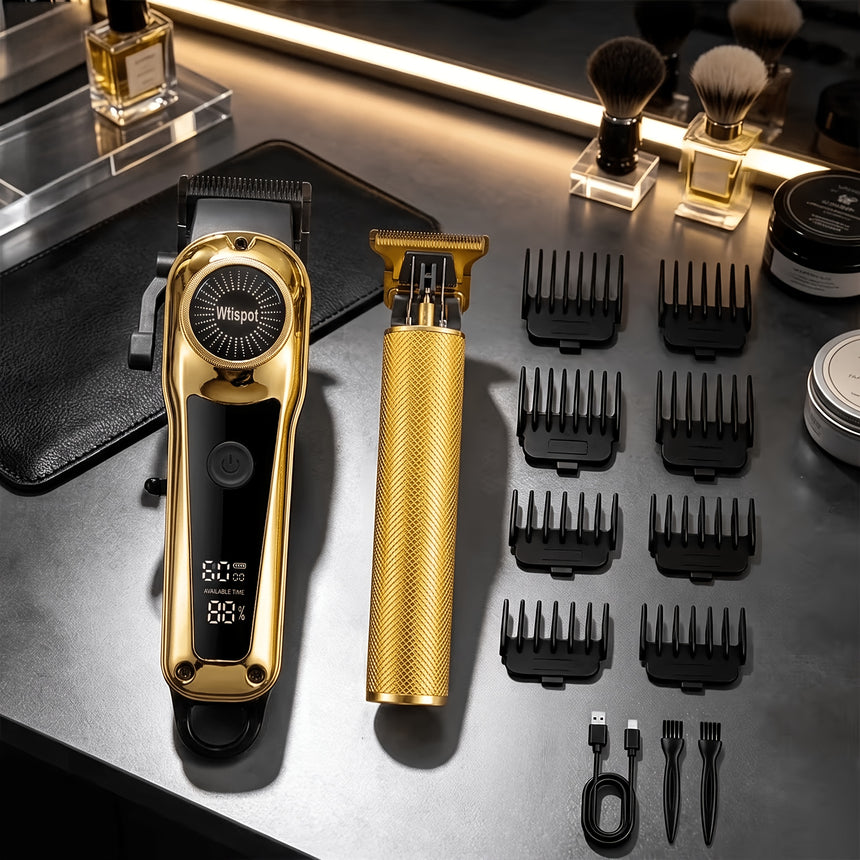 Men's All-in-One Golden Grooming Kit Hair Clippers Beard Nose Trimmer view 1