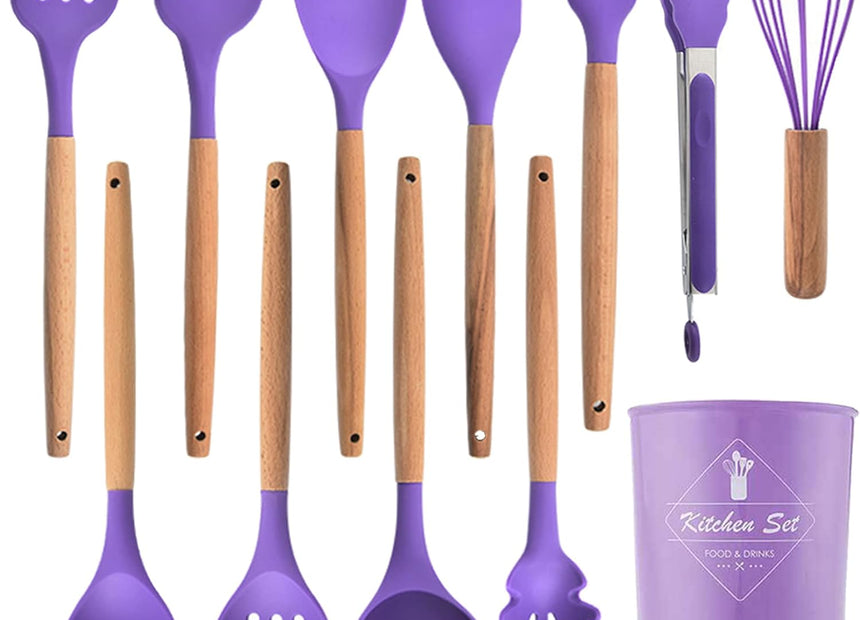 Kitchen Silicone Cookware Set 12 Piece Non-Stick Heat Resistant BPA-Free