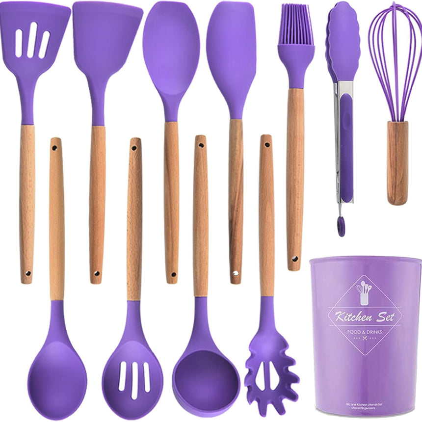 Kitchen Silicone Cookware Set 12 Piece Non-Stick Heat Resistant BPA-Free