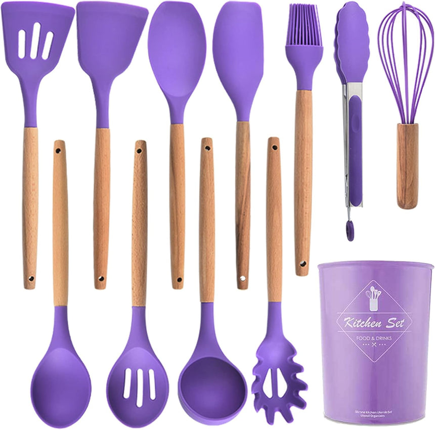 Kitchen Silicone Cookware Set 12 Piece Non-Stick Heat Resistant BPA-Free