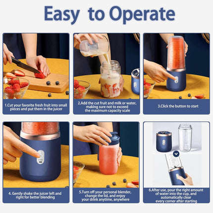 Mini Blender Bottle with Travel Cup - Smoothie Juice Shake Maker