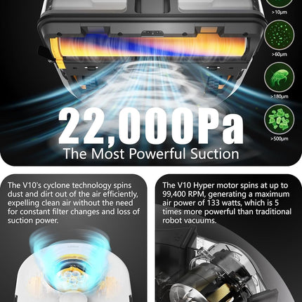 UBPET V10 Robot Vacuum Cleaner – 22,000Pa Ultra-Strong Suction