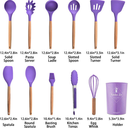 Kitchen Silicone Cookware Set 12 Piece Non-Stick Heat Resistant BPA-Free