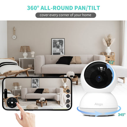 2K 4MP 360 Panoramic WiFi Security Camera White view 3