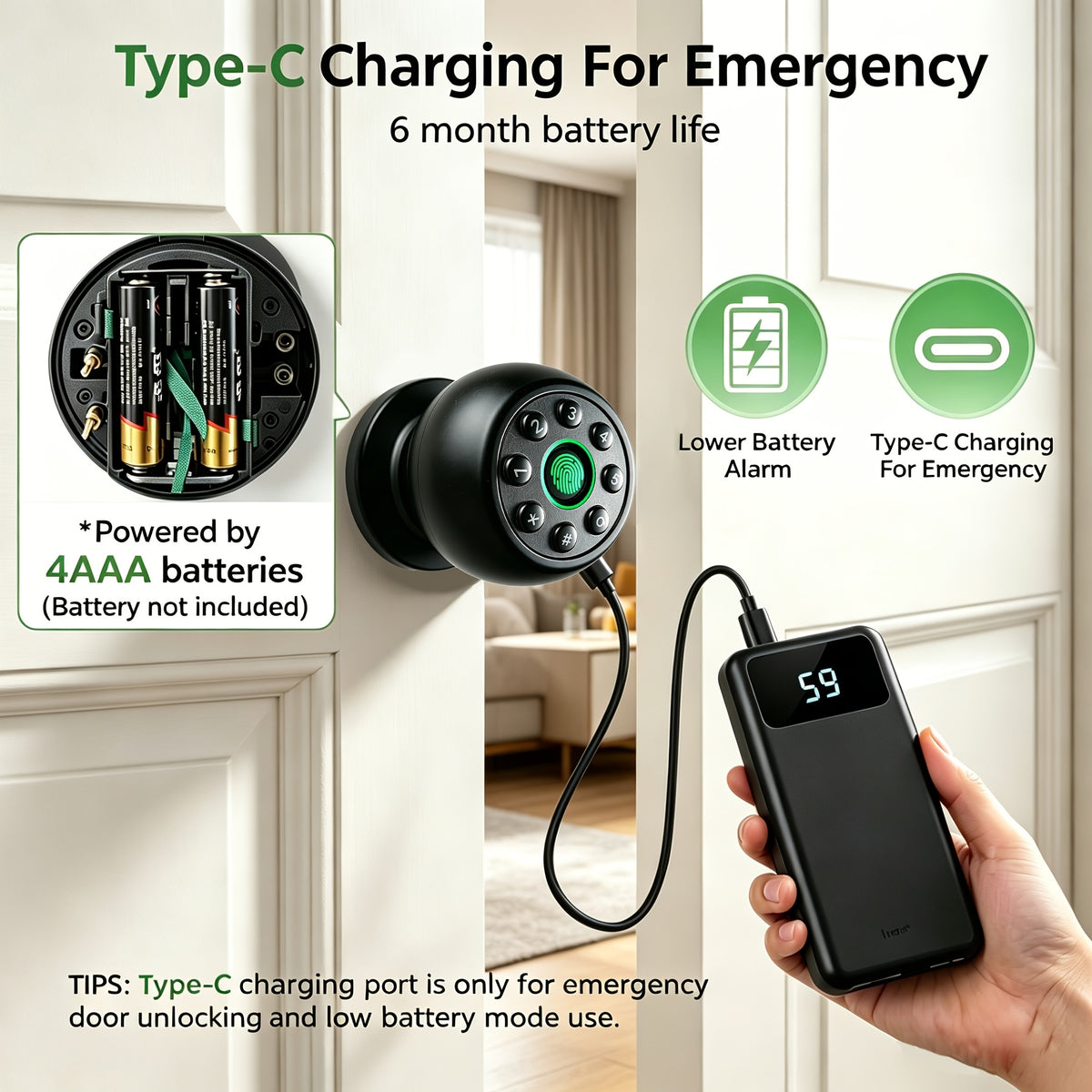 Fingerprint Smart Door Knob view 5
