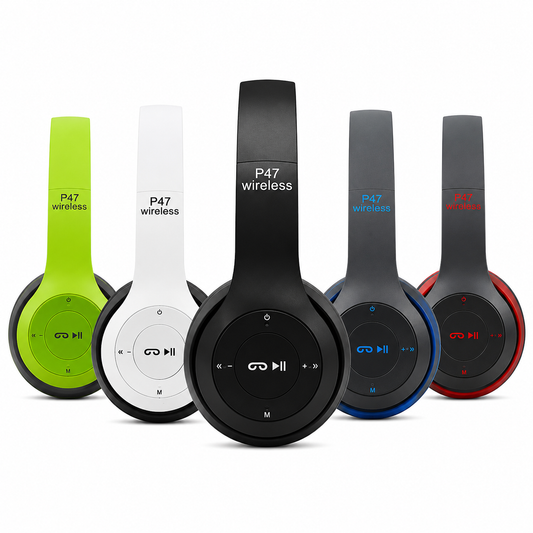 tamACX® P47 Wireless Bluetooth Headphones – Deep Bass, Built-In Mic, AUX, FM Radio & TF Card Support