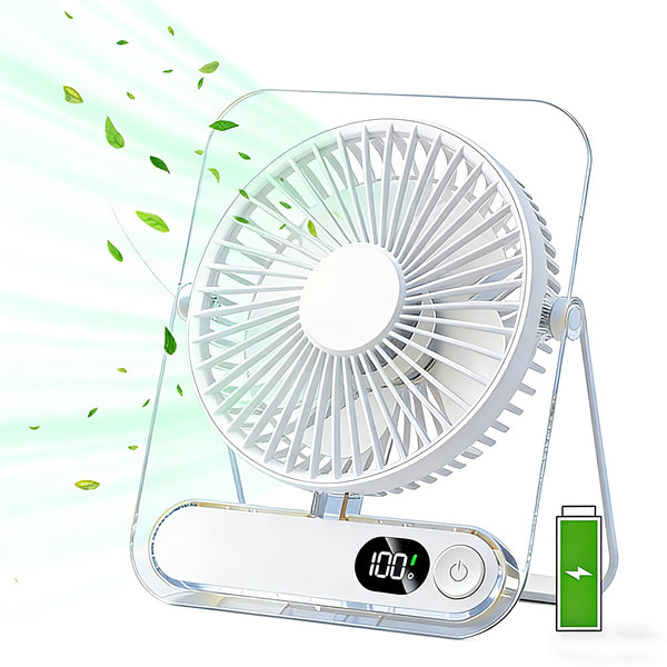 Portable USB Rechargeable Desk Fan 3000mAh 5-Speed 180 Foldable