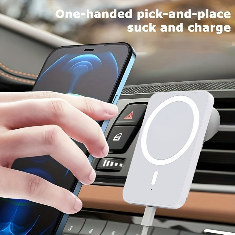 15W Magnetic Car Wireless Charger White view 1