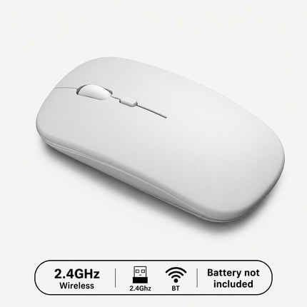 Wireless Mouse BT Connect Portable Slim Silent Click White Light Green