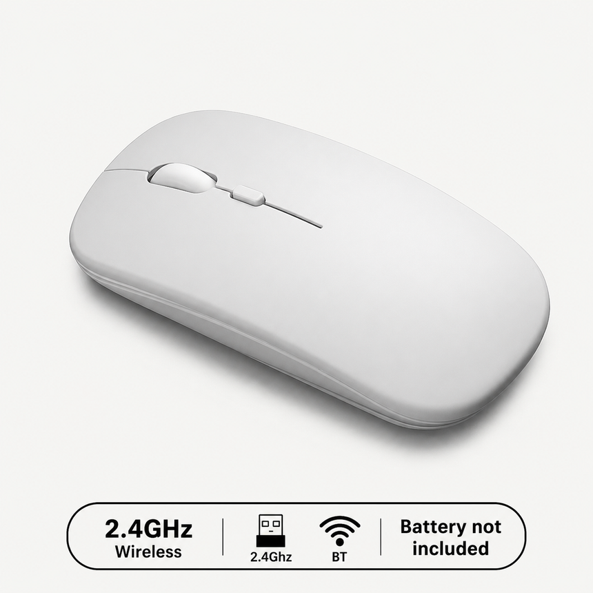 Wireless Mouse BT Connect Portable Slim Silent Click White Light Green