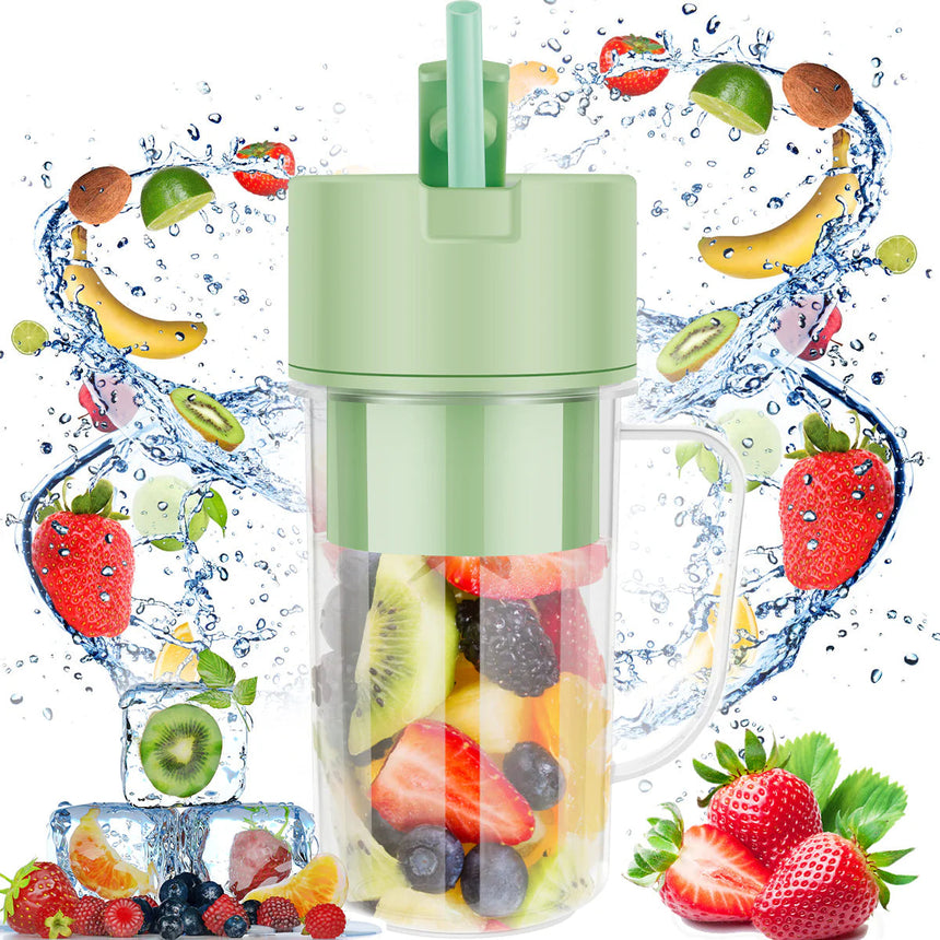 Portable Blender and Juicer Bottle - Mason Juicer Cup with Straw