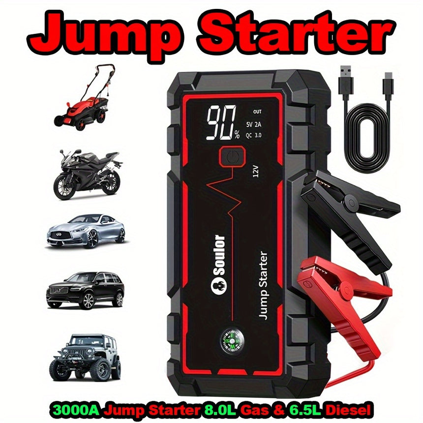 Solar Car Jump Starter 3000A 6000A Multi-Functional view 1