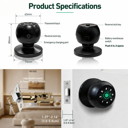 Fingerprint Smart Door Knob view 4