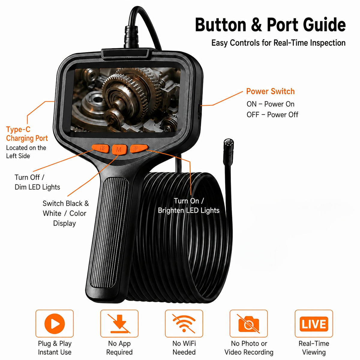 4.3-Inch Screen Endoscope Camera view 4