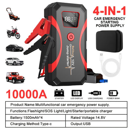 Portable Car Jump Starter Power Bank 10000A Peak LCD Screen view 1