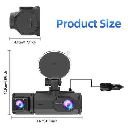 Dual-camera dash cam front and cabin view