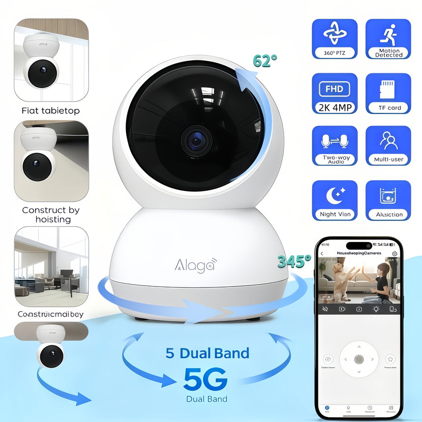 2K 4MP 360 Panoramic WiFi Security Camera White view 1