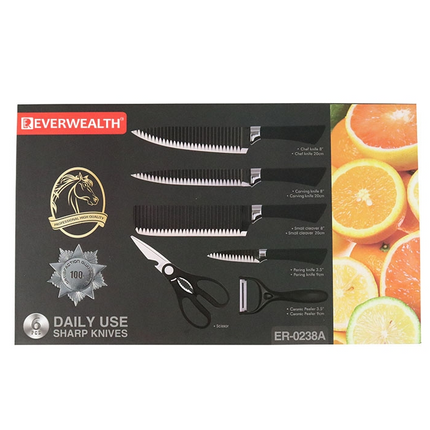 High End 6-Piece Stainless Steel Kitchen Knife Set Non-Stick Coating view 1