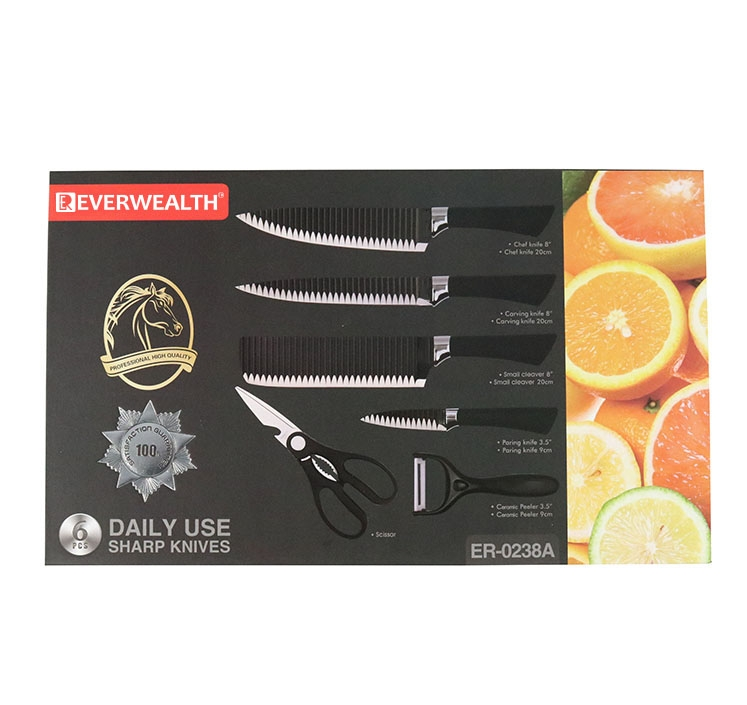 High End 6-Piece Stainless Steel Kitchen Knife Set Non-Stick Coating view 1