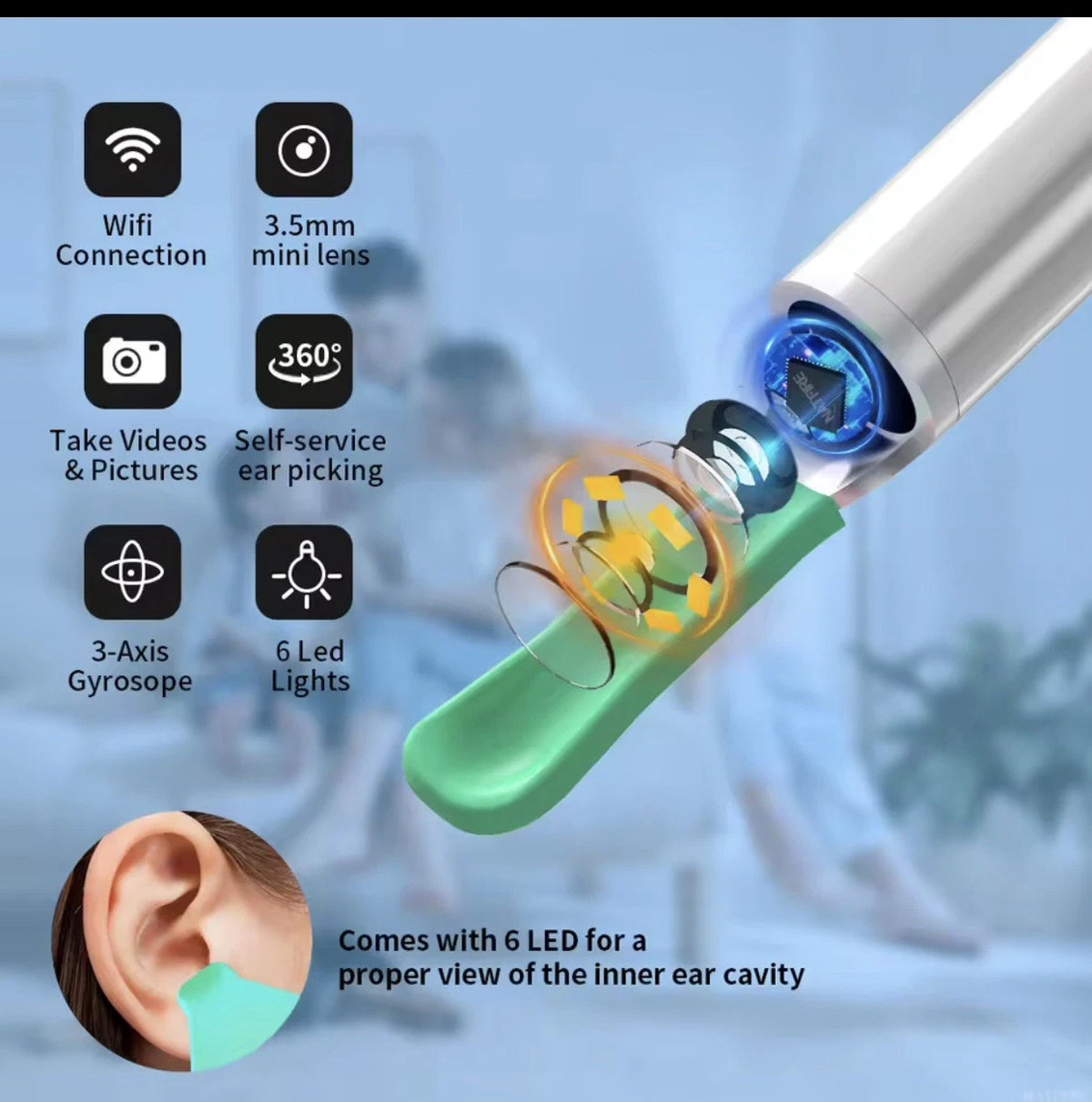 Wireless Ear Wax Cleaner with Camera Safe Earwax Removal Endoscope