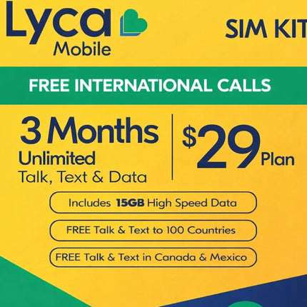 Lyca Mobile SIM Kit 3 Months $29 Plan Unlimited Talk Text 15GB/Month 5G