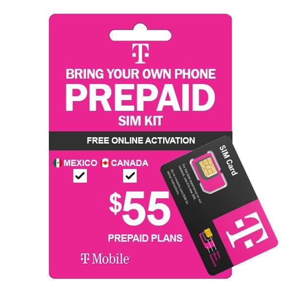 T Mobile Prepaid $55 Mexico & Canada Plan Sim Starter Kit