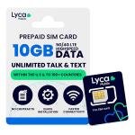 Lyca Mobile 5G/4G $29 Plan Unlimited Talk, Text & Data 10GB High Speed Data Prepaid SIM Card Kit